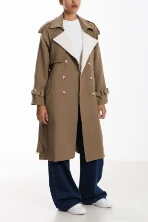 LONG DETAILED TWILL TRENCH COAT