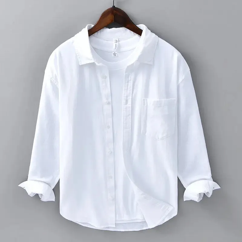 Long Linen Sleeves Casual All-matching Cotton Linen Shirt
