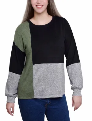 SweatWicking Fabric Long Sleeve Colorblocked Top