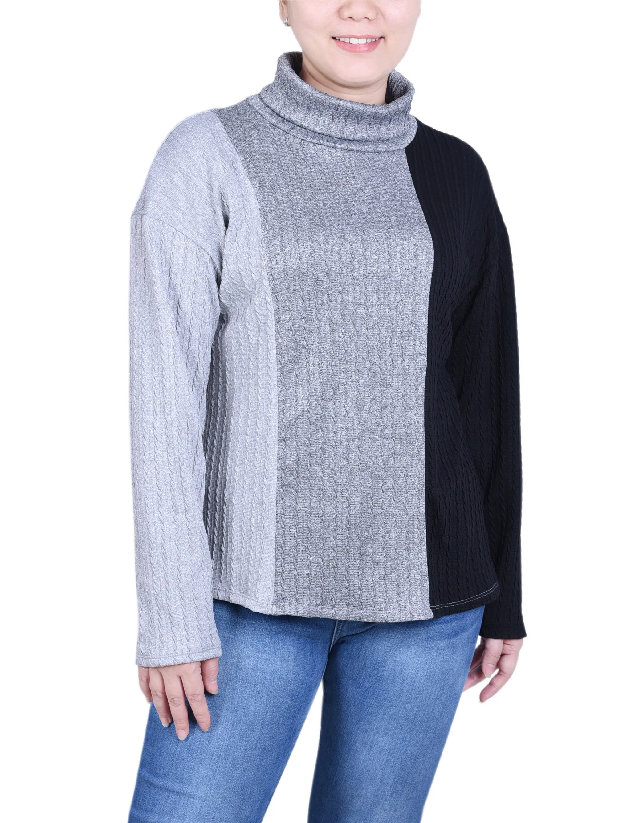 Long Sleeve Colorblocked Top Ventilated Mesh Panels All-Purpose