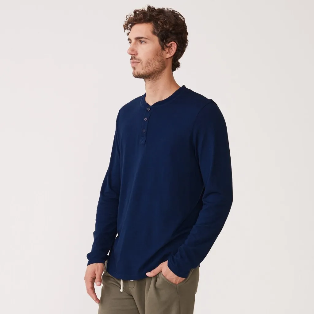 Long Sleeve Henley Minimalist Styling BiodegradableFabric