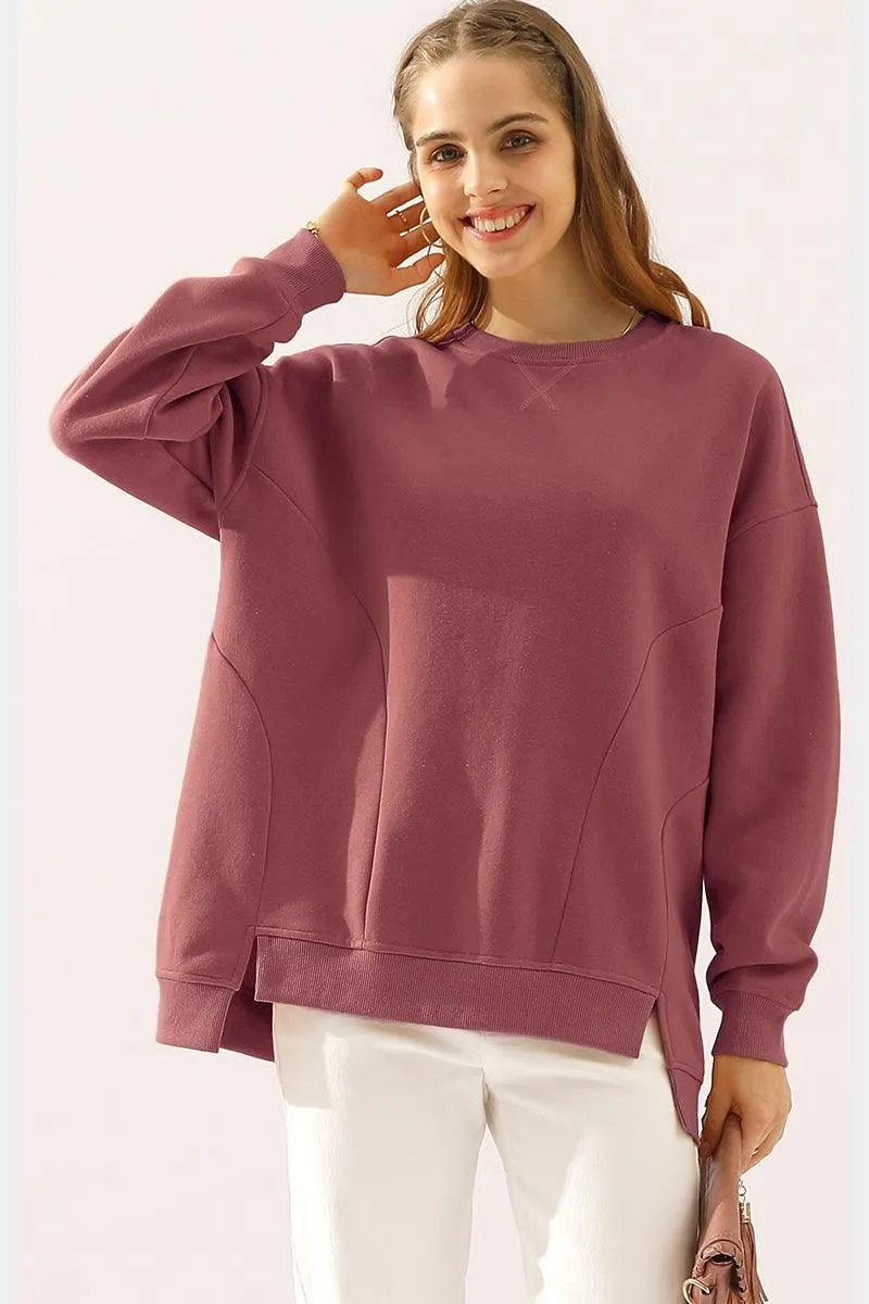 Classic Cut LONG SLEEVE ROUND NECK CUT HEM SWEATSHIRT