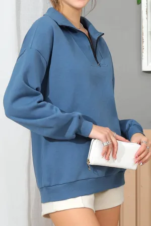 LONG SLEEVE ZIP UP HIGH NECK CASUAL PULLOVER ANORAK SlipResistant AdjustableClosure