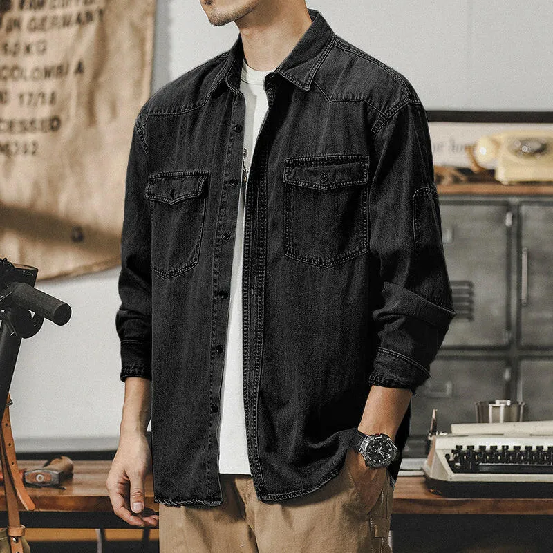 Long-sleeved Tooling Denim Shirt P0113