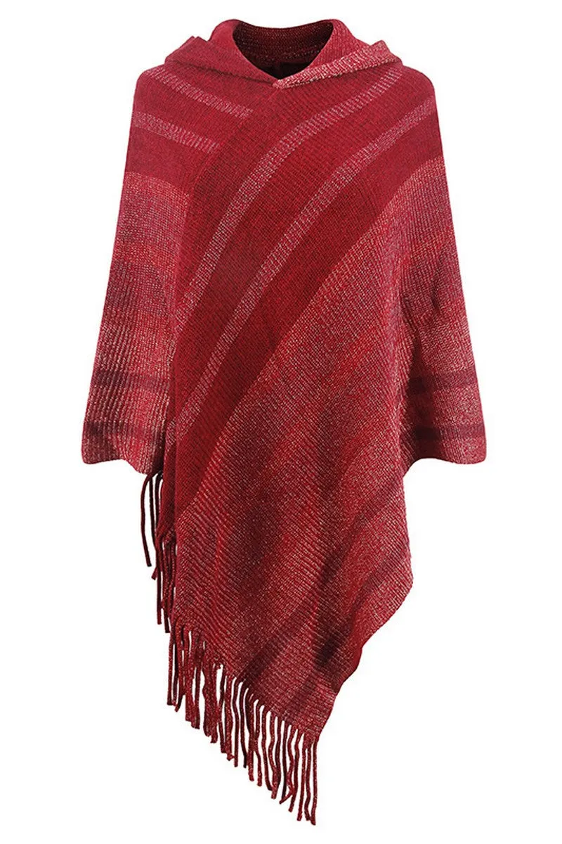WOMEN TASSEL HOODED KNIT PONCHO SHAWL WRAP QuickReleaseFastenings Buttery Soft Handfeel