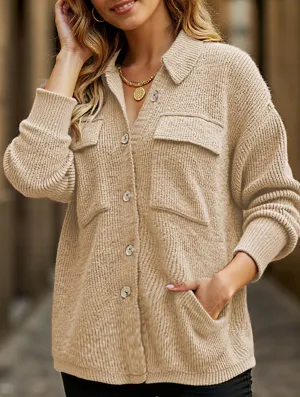 Friction Resistant Finish Loose corduroy pocket long-sleeved cardigan jacket
