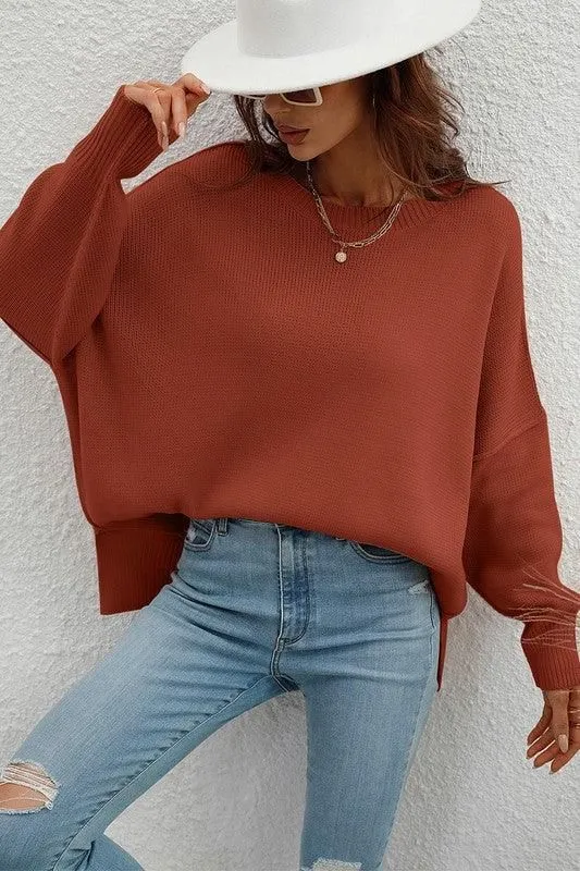 LOOSE FIT DOLMAN SLEEVE KNIT SWEATER Low Impact Manufacturing