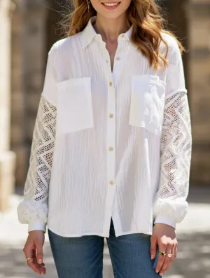 Minimalist Cuff LayeredCuff Loose lace panel long-sleeved cardigan