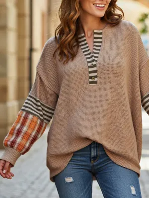 Loose plaid long-sleeved top Wicking Inner Lining FlatlockSeams