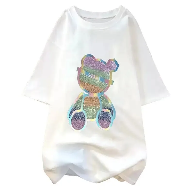 Loose Solid Color Bear T-Shirt