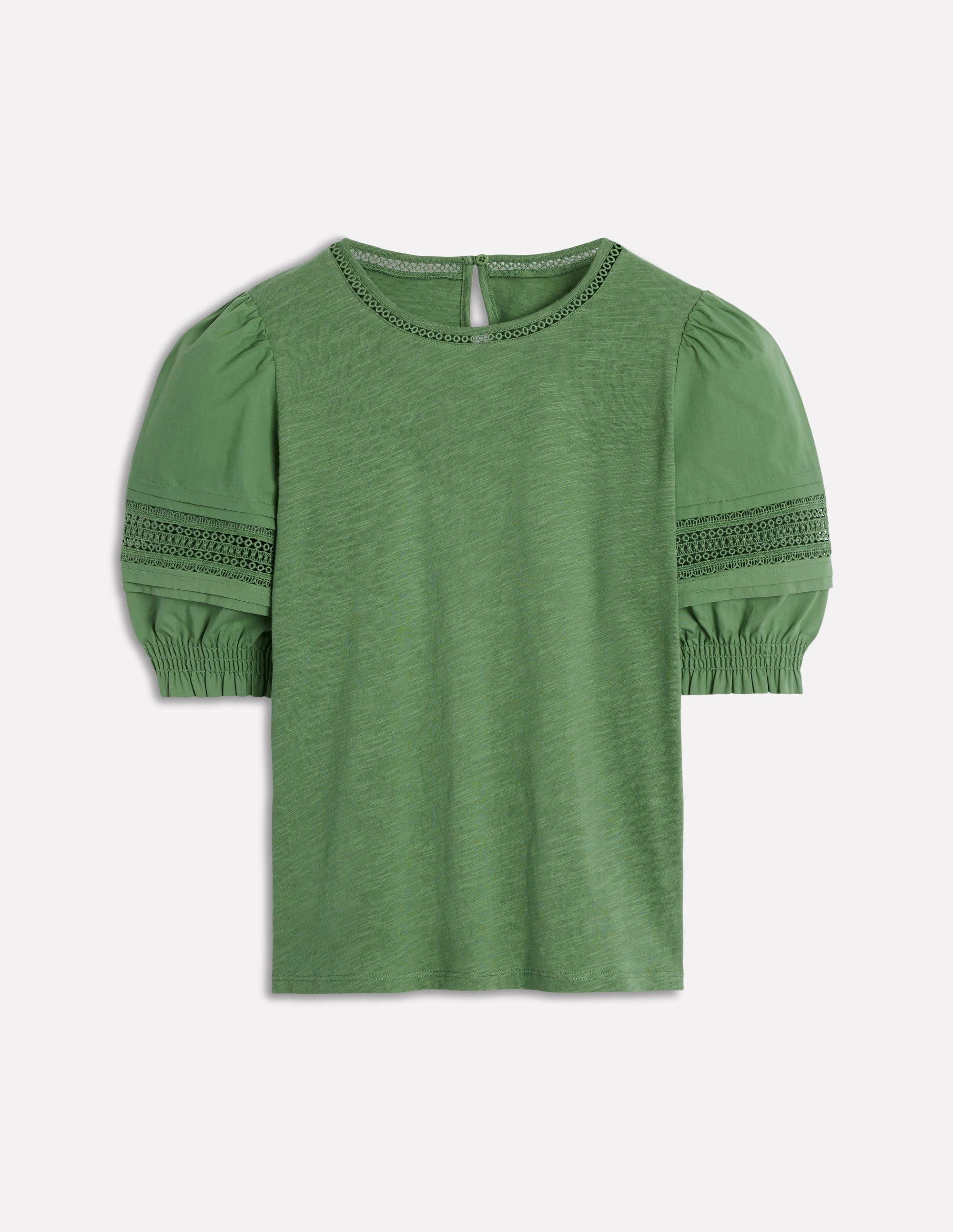 Thermal Insulation Core Lottie Puff Sleeve Top-Newt Green