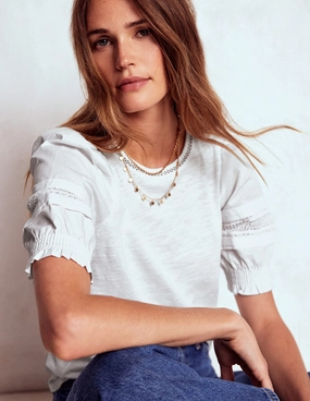 Lottie Puff Sleeve Top-White Office Attire WaterRepellent Finish