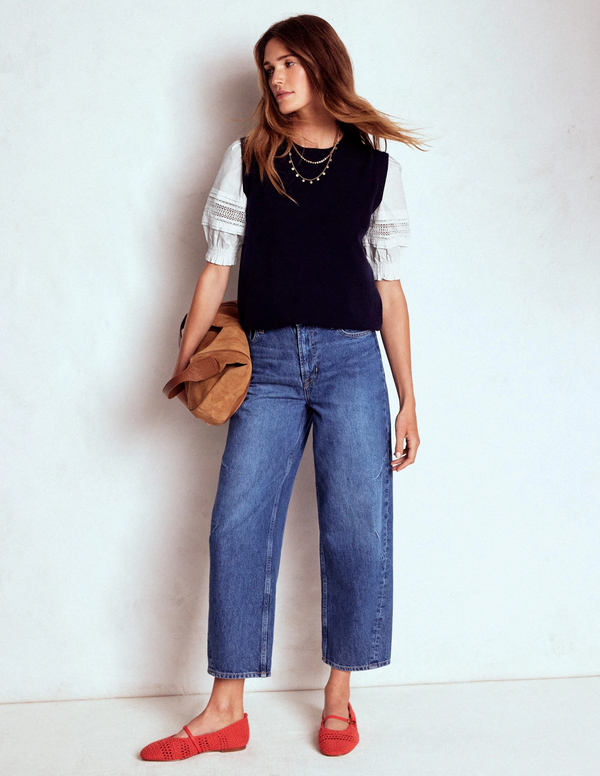 WrinkleFree Weaving ReinforcedShoulders Lottie Puff Sleeve Top-White
