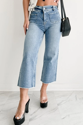 Louisa Wide Cropped Mica Denim Jeans (Light Wash) Quick Comfort Fit