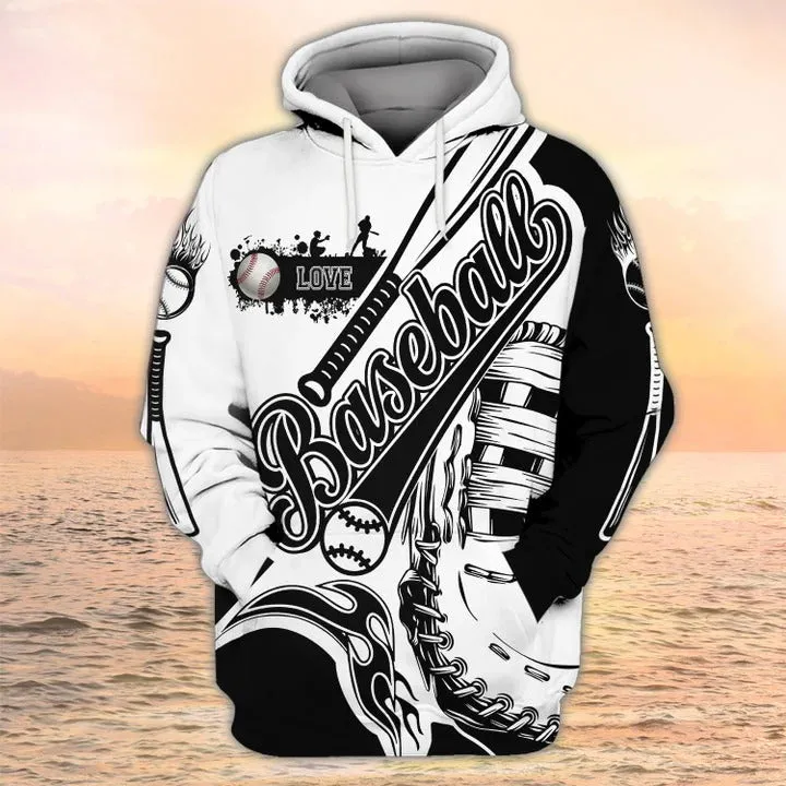 Love Baseball 3D Tshirt Men Women, 3D All Over Printed Baseball Hoodie, Baseball Sweatshirt, Gift To Baseball Player