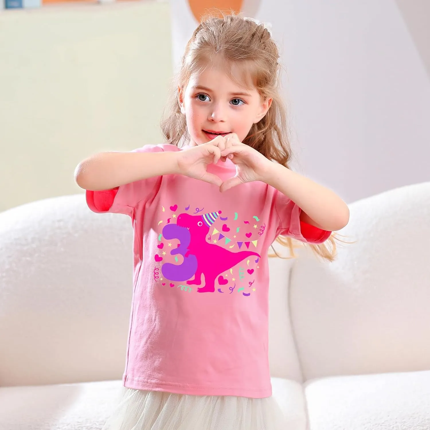 Lovekider Girls Birthday T Shirts Cotton Short Sleeve T-Shirts Tee Party Clothing 3-6 Years