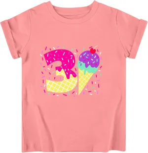 Lovekider Girls Birthday T Shirts Cotton Short Sleeve T-Shirts Tee Party Clothing 3-6 Years