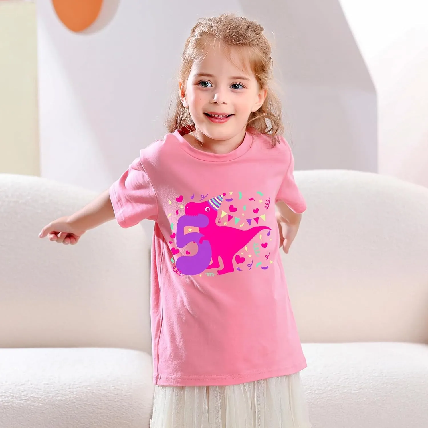 Lovekider Girls Birthday T Shirts Cotton Short Sleeve T-Shirts Tee Party Clothing 3-6 Years