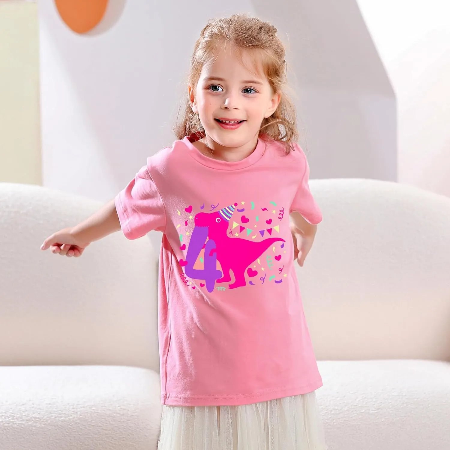 Lovekider Girls Birthday T Shirts Cotton Short Sleeve T-Shirts Tee Party Clothing 3-6 Years