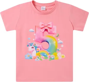 Lovekider Girls Birthday T Shirts Cotton Short Sleeve T-Shirts Tee Party Clothing 3-6 Years