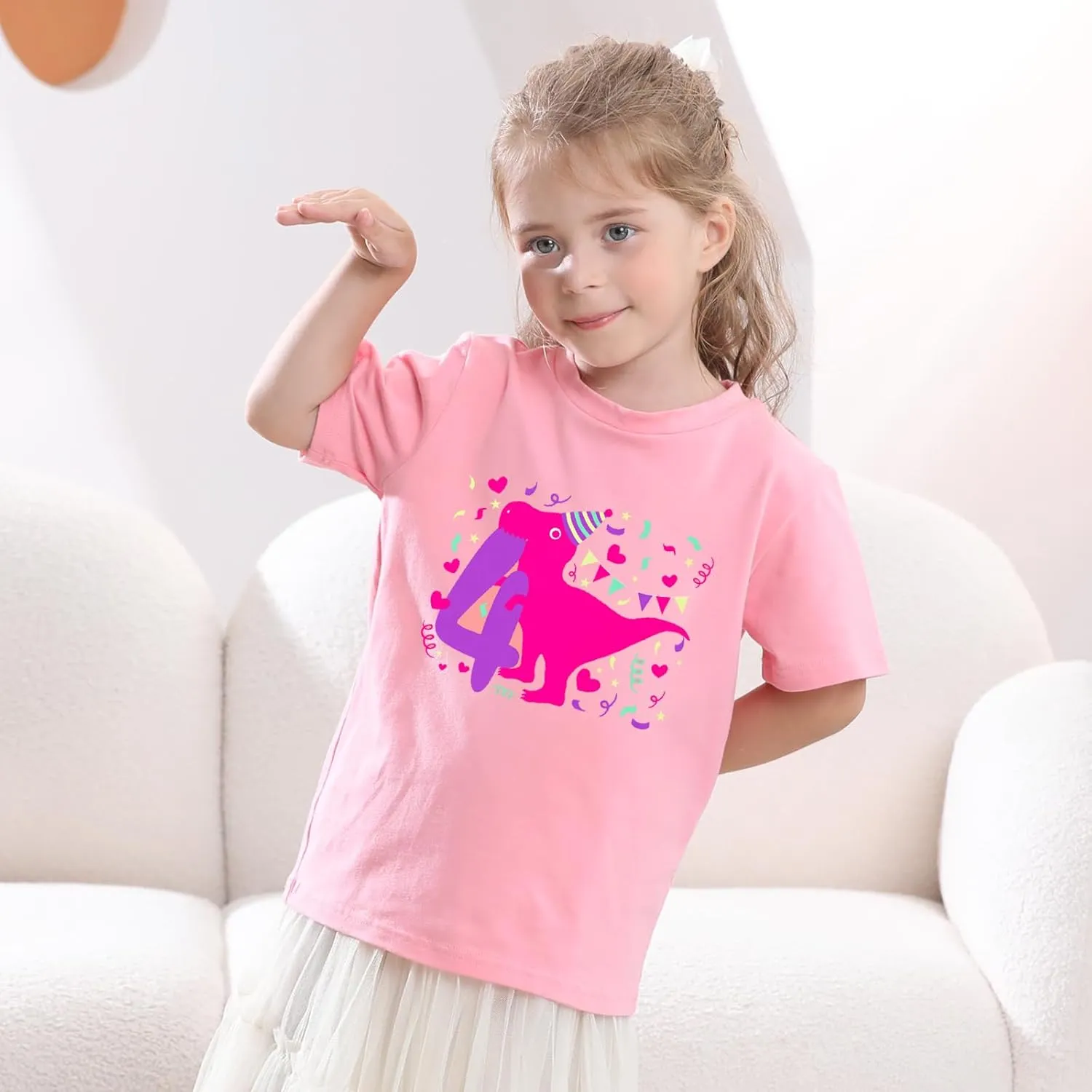 Lovekider Girls Birthday T Shirts Cotton Short Sleeve T-Shirts Tee Party Clothing 3-6 Years