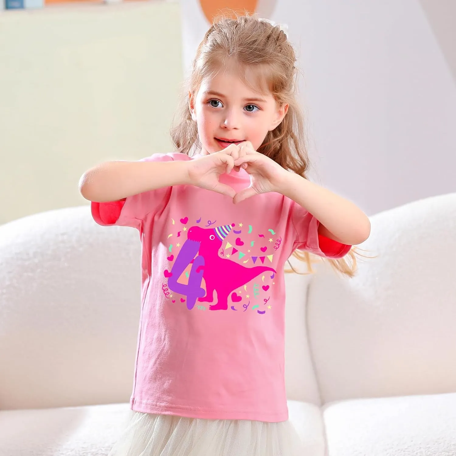 Lovekider Girls Birthday T Shirts Cotton Short Sleeve T-Shirts Tee Party Clothing 3-6 Years