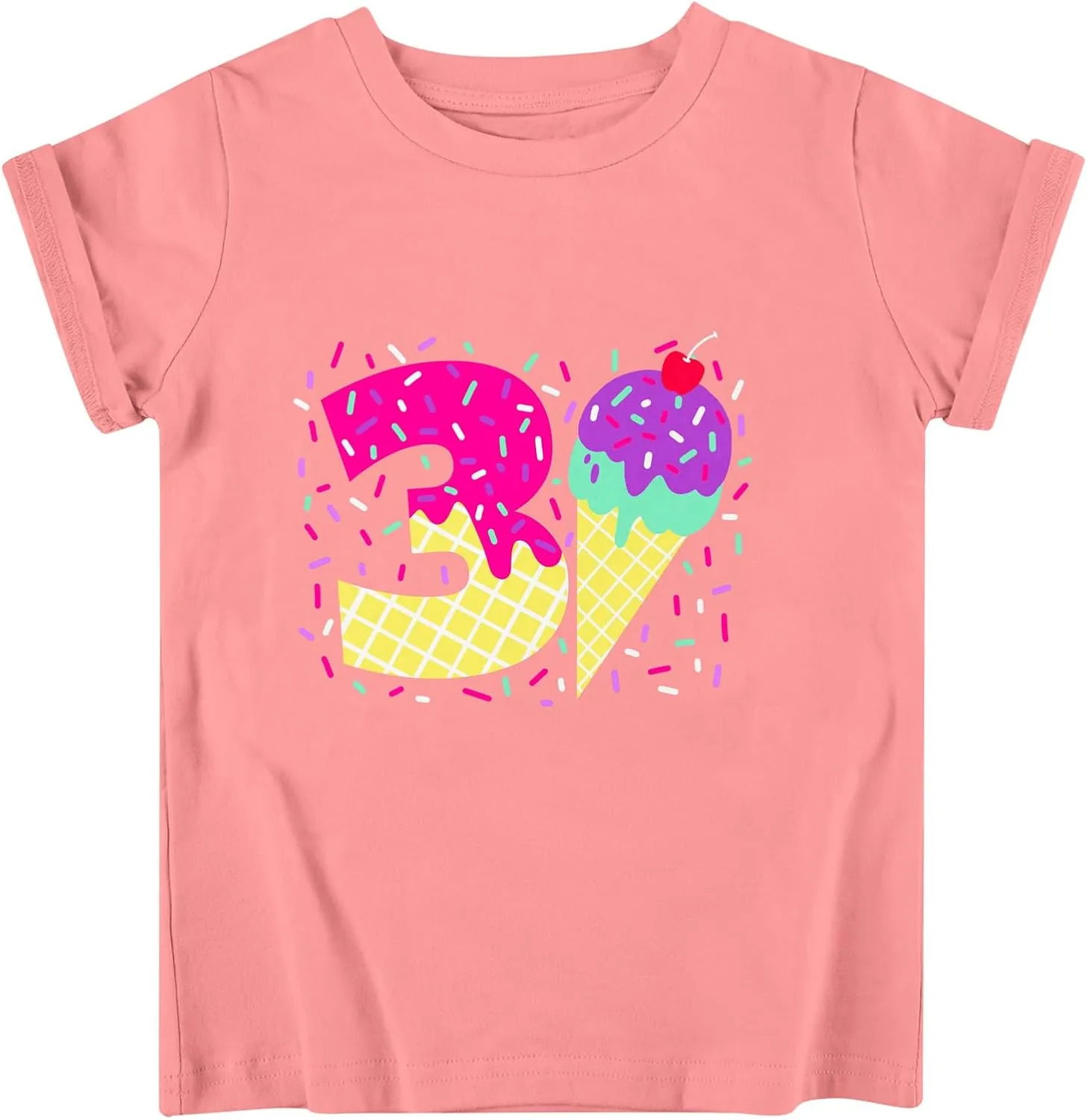Lovekider Girls Birthday T Shirts Cotton Short Sleeve T-Shirts Tee Party Clothing 3-6 Years