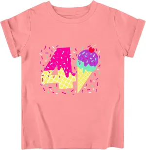Lovekider Girls Birthday T Shirts Cotton Short Sleeve T-Shirts Tee Party Clothing 3-6 Years