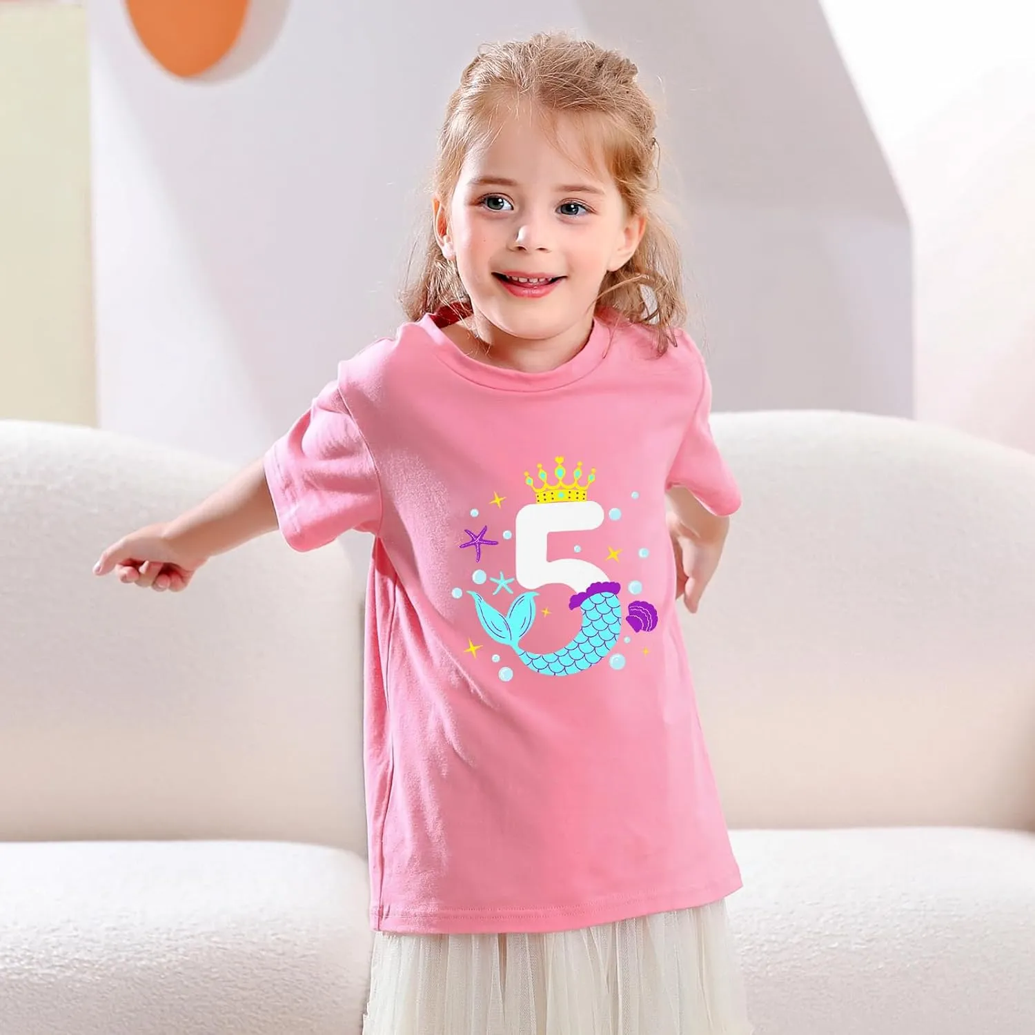 Lovekider Girls Birthday T Shirts Cotton Short Sleeve T-Shirts Tee Party Clothing 3-6 Years