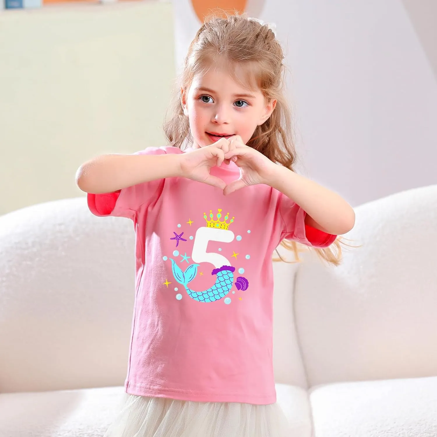 Lovekider Girls Birthday T Shirts Cotton Short Sleeve T-Shirts Tee Party Clothing 3-6 Years