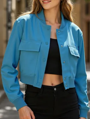 Airflow Weave Pattern Relaxed Hoodie Women's stand collar large pocket jacket