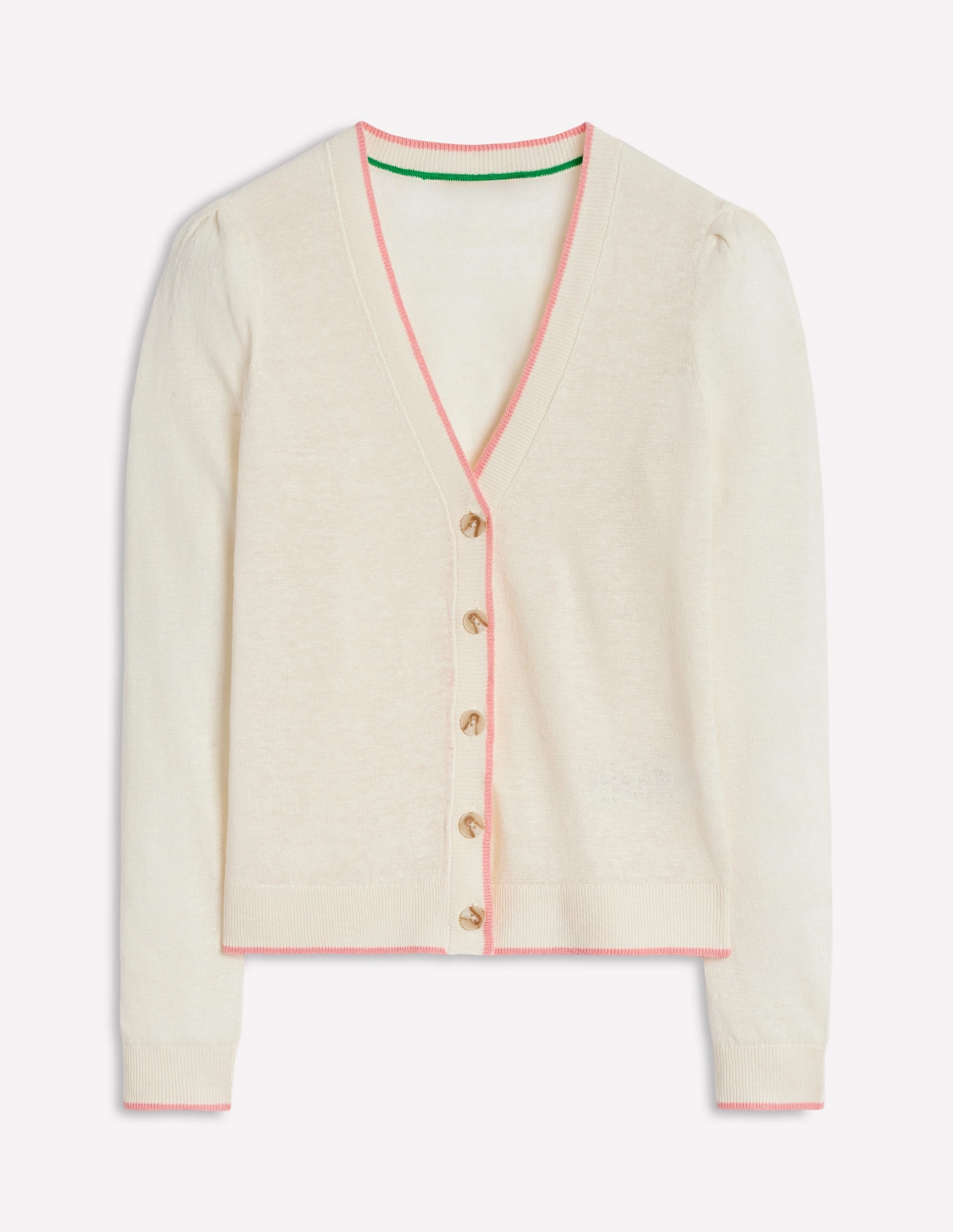 Liv V-Neck Linen Cardigan-Warm Ivory WaterRepellent Finish