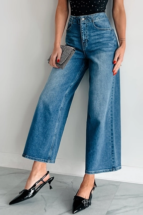 Lowell High Rise Wide Leg Cello Crop Jeans (Medium) Winter Fashion