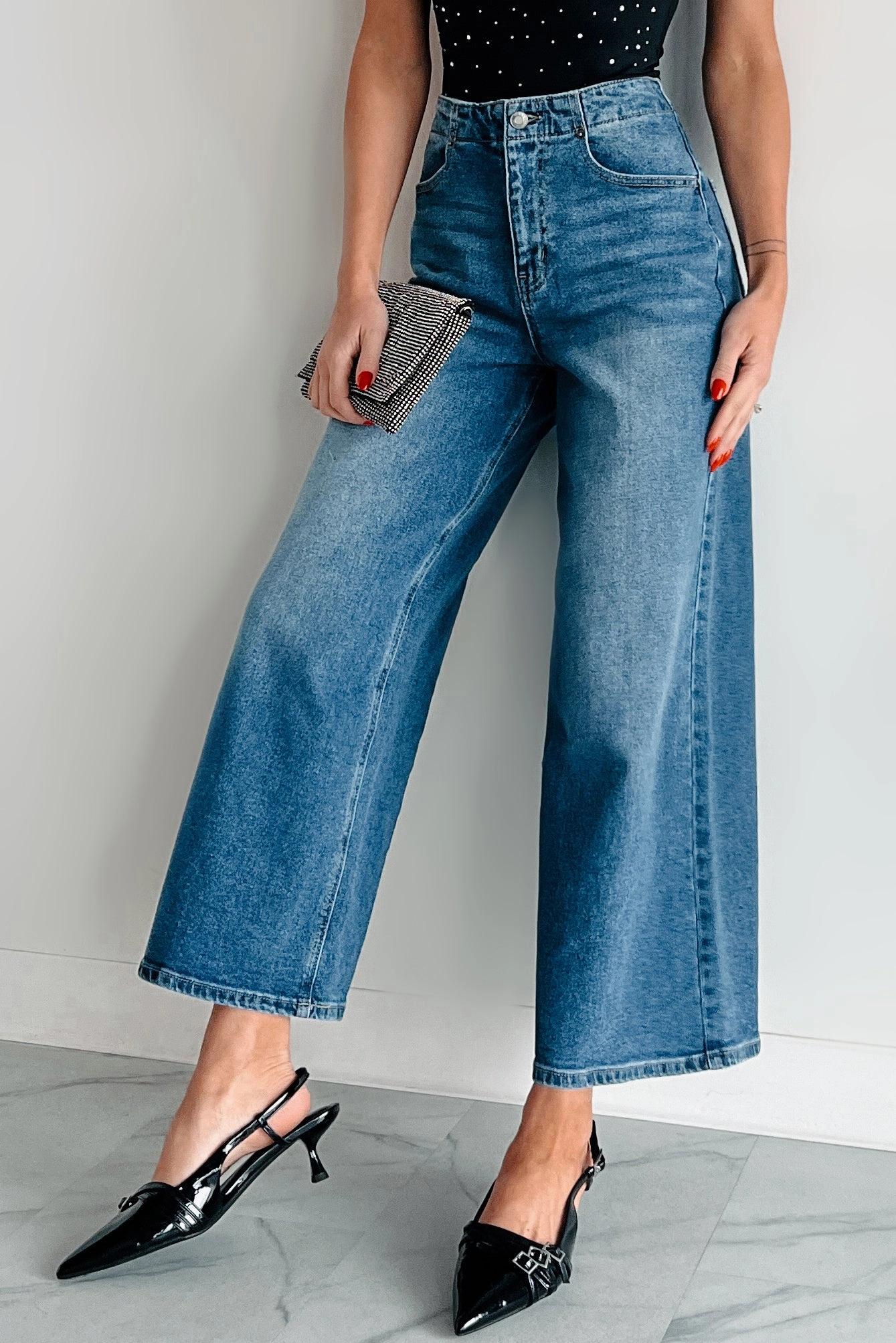 Lowell High Rise Wide Leg Cello Crop Jeans (Medium) Durable Reinforced Elbows Temperature Regulating Textile