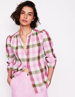 Gingham Double Cloth Top-Pink and Green Gingham SeamlessSidePanels