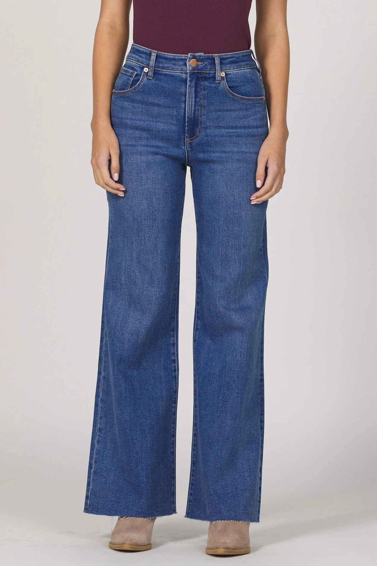 Dear John Fiona Wide Leg Jean in Midtown Roll Up Sleeve Design QuickDryConstruction