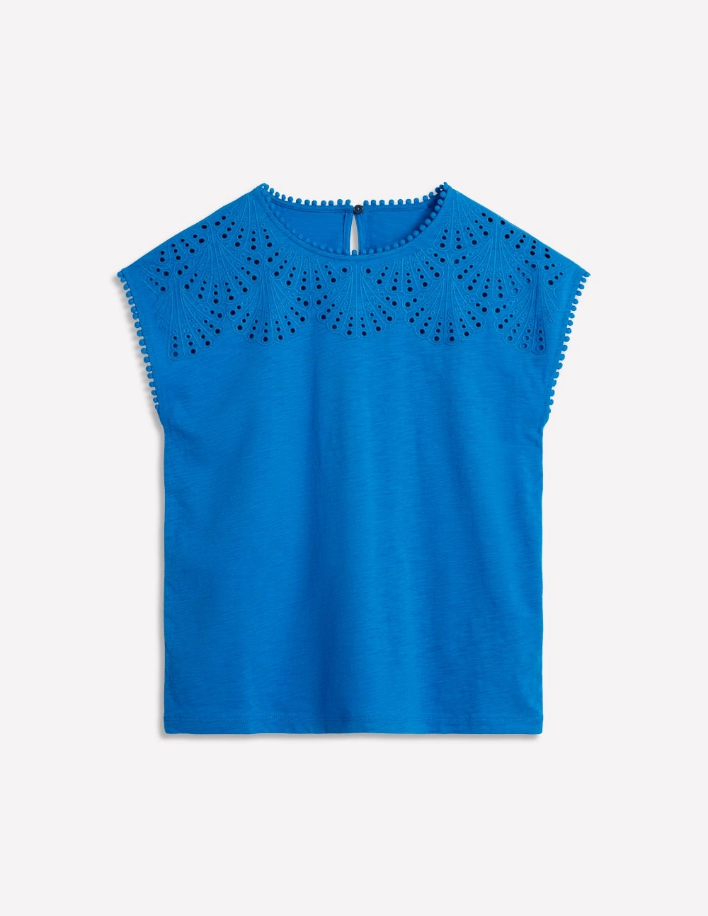 Scoop Neck Shape Anya Broderie T-shirt-Cerulean Blue
