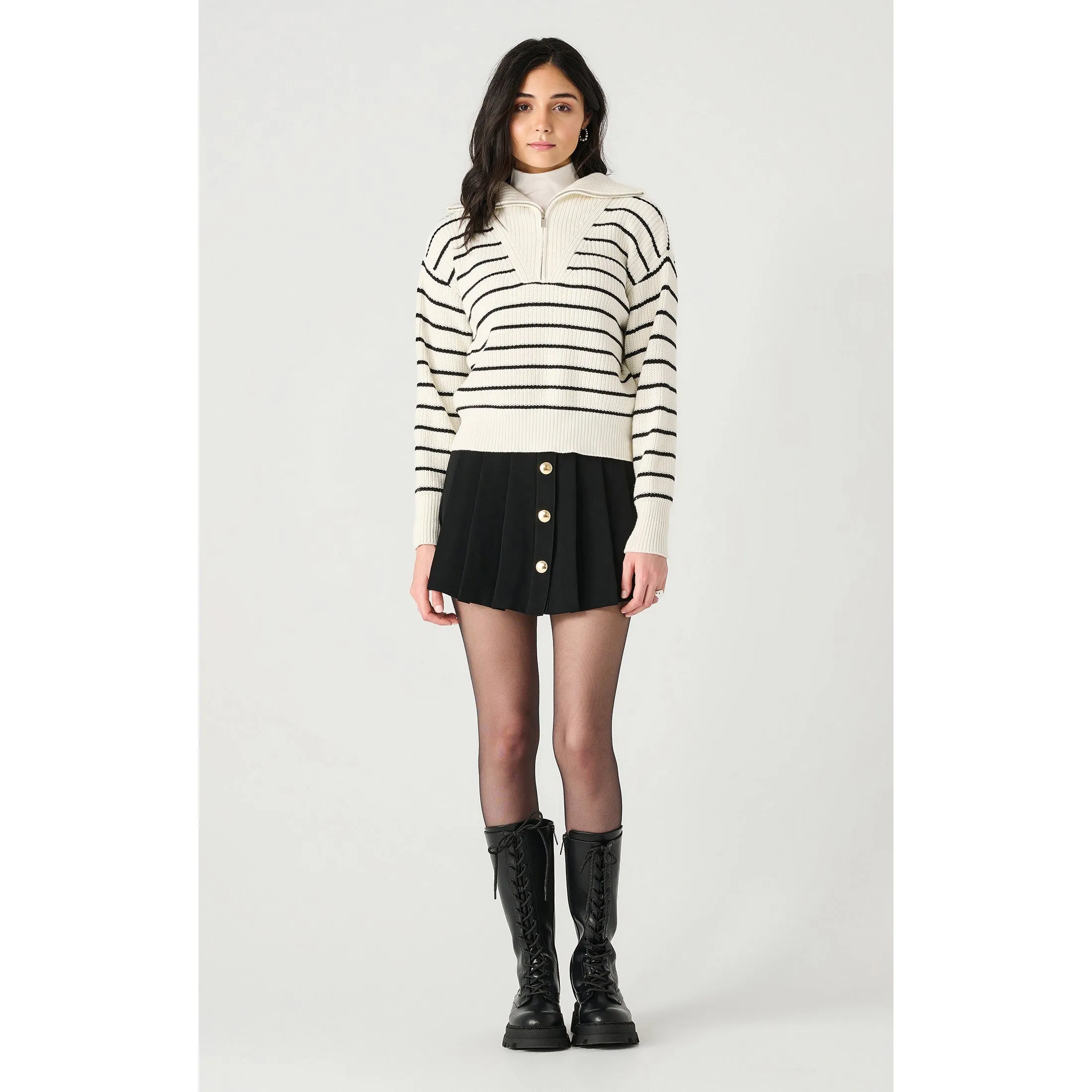 LS HALF ZIP TEXTURED SWEATER