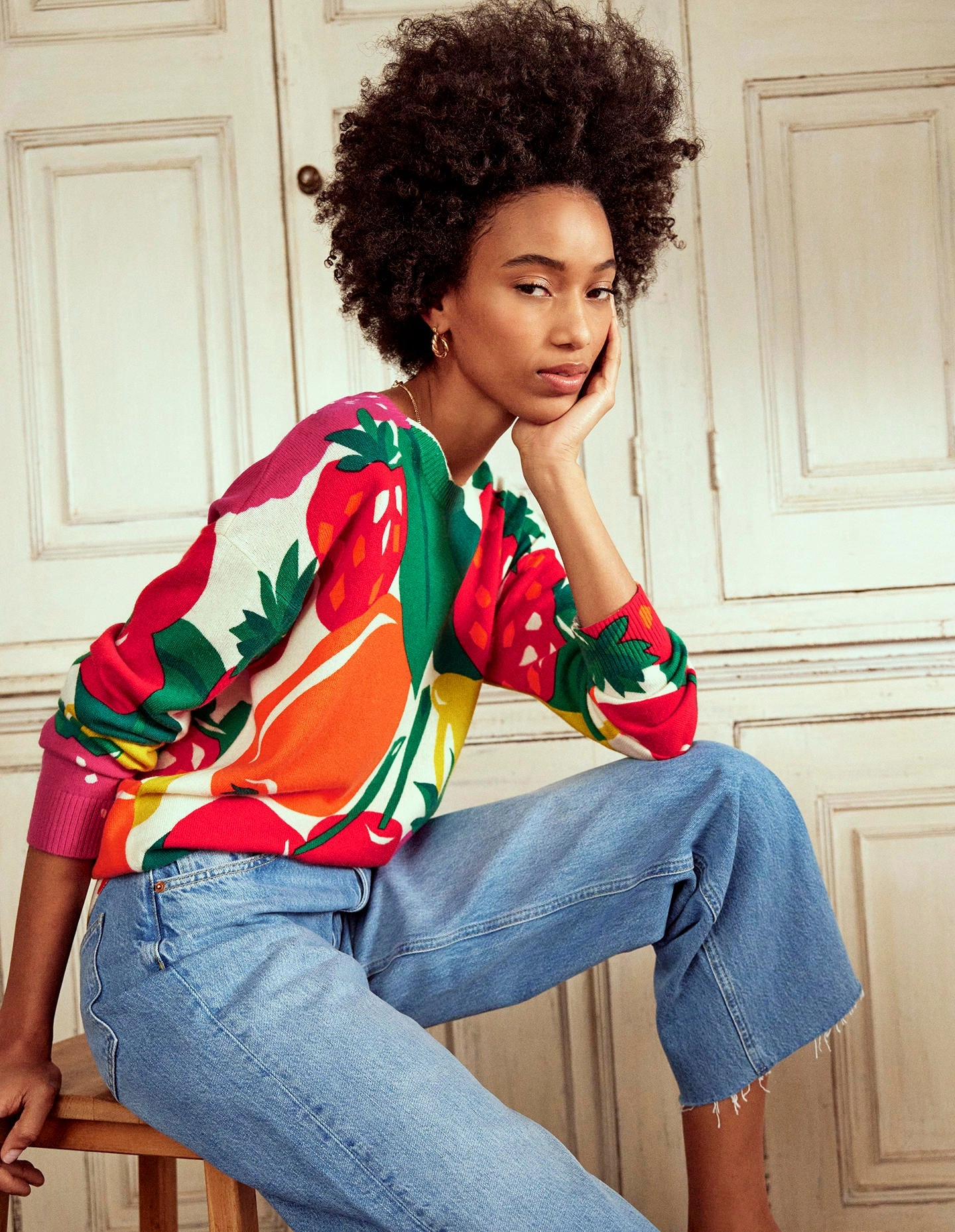 Home Trend Drop Shoulder Style Lydia Cashmere Jumper-Multi, Summer Fruits