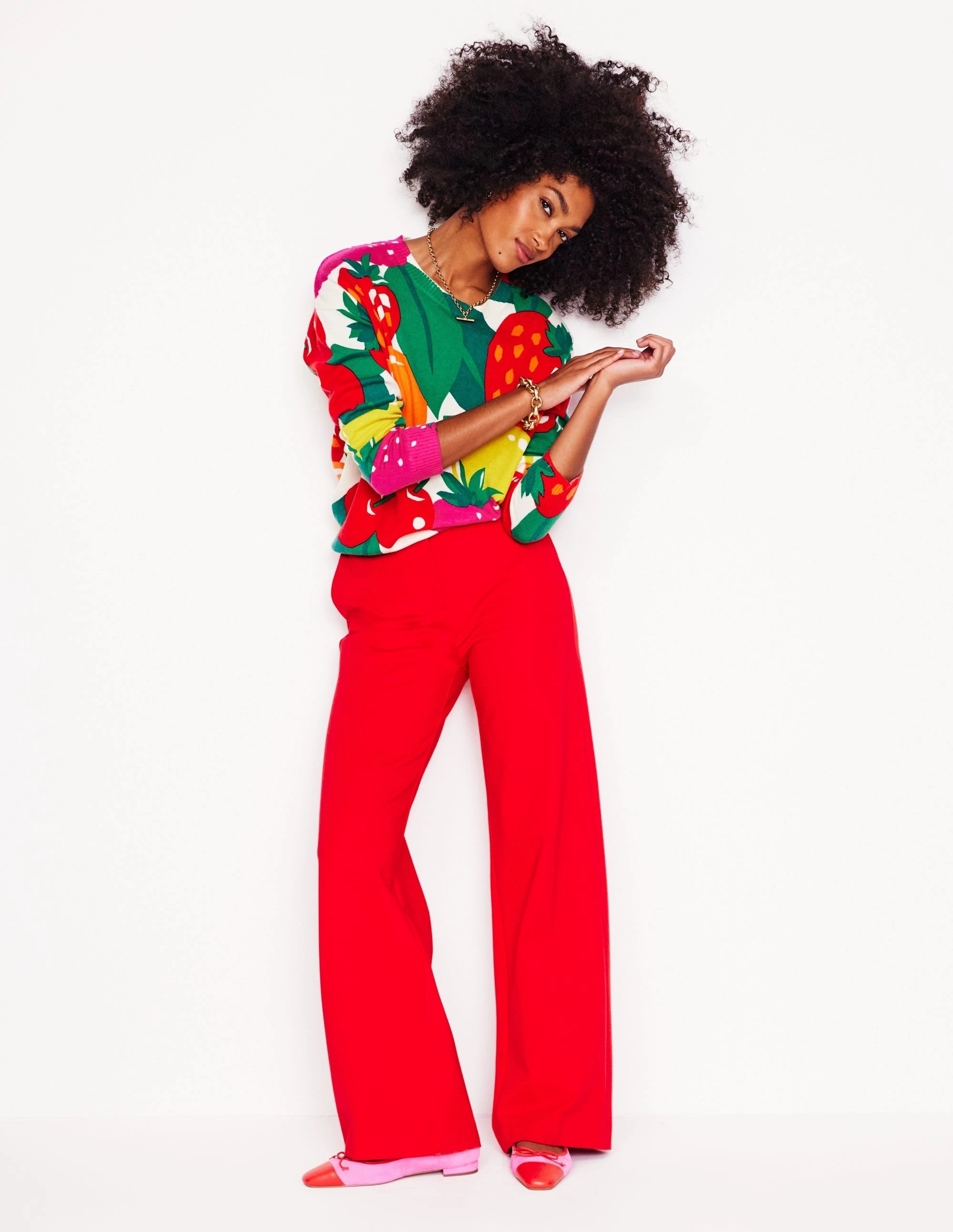 Lydia Cashmere Jumper-Multi, Summer Fruits Simple Wear