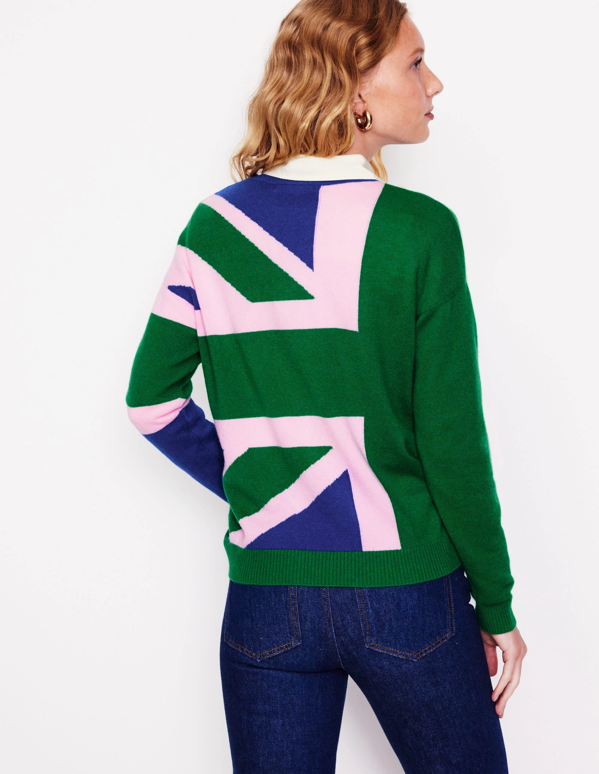 Lydia Cashmere Jumper-Rich Emerald Green, Union Jack Natural Fiber Composition