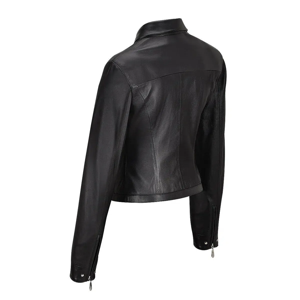 M294BOB - Cuadra black dress casual fashion sheepskin leather jacket for women