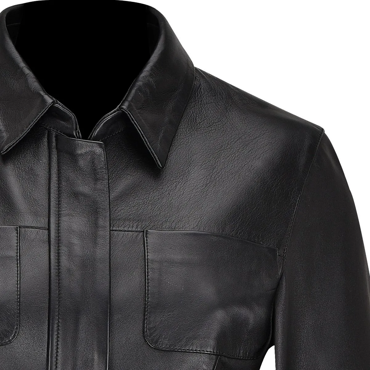 M294BOB - Cuadra black dress casual fashion sheepskin leather jacket for women