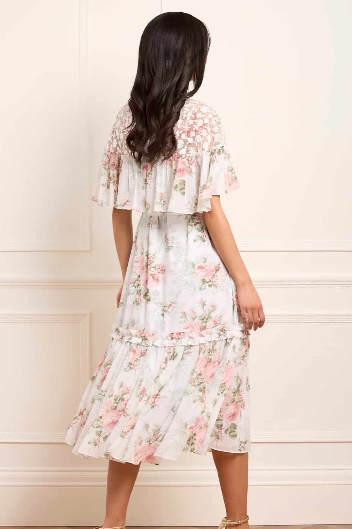 Lightweight warm-weather dress Low Maintenance Madame Rose Carla Chiffon Cape Ballerina Dress