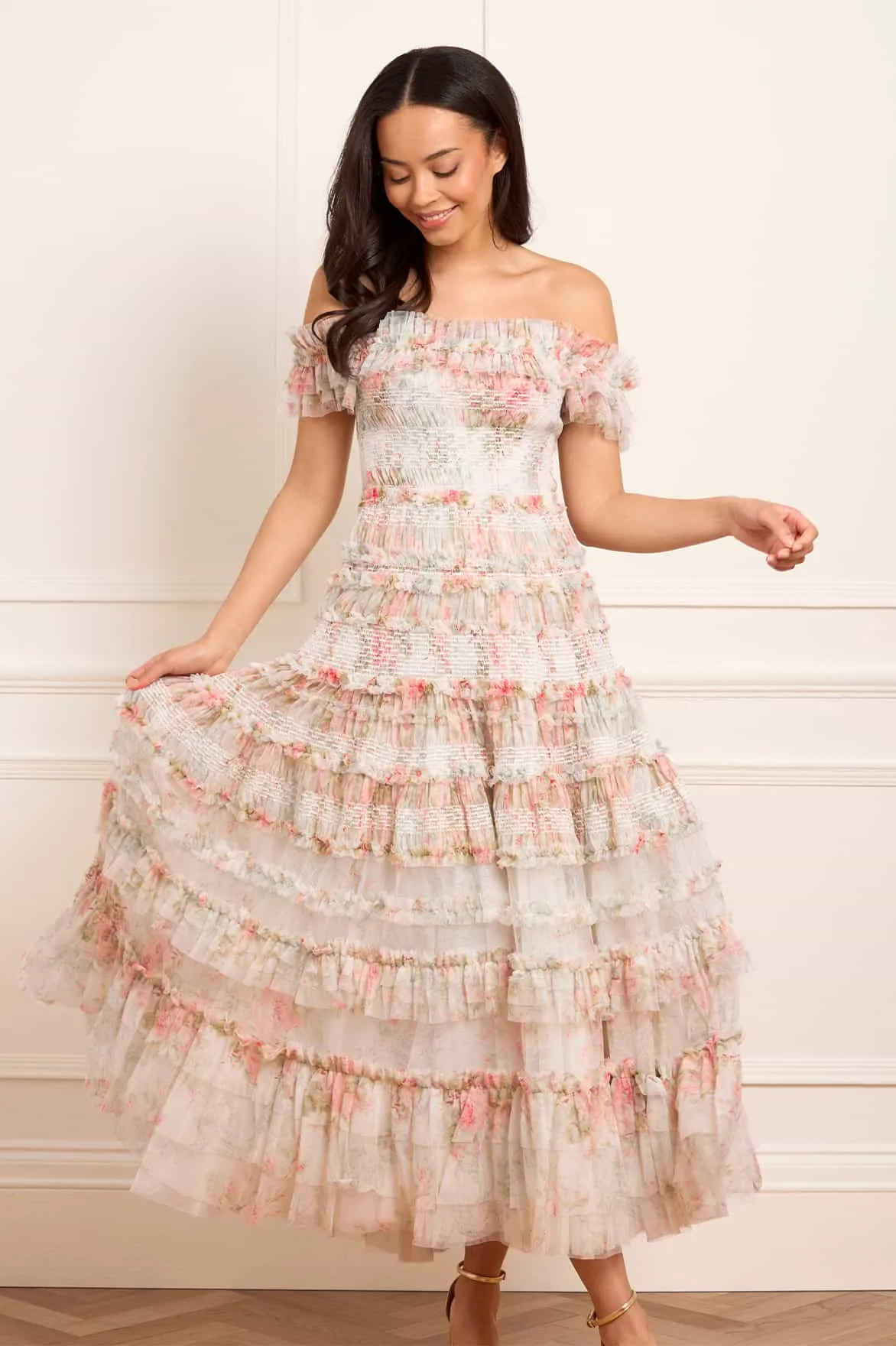 Madame Rose Elodie Off-Shoulder Ankle Gown Everyday Comfort