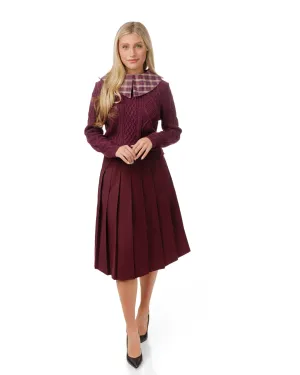 Wrinkle Resistant Elastic hem Madison & Park Purple Pleated Skirt TW512370S-A