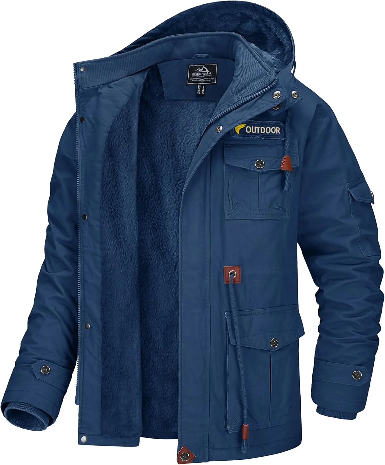 MAGCOMSEN Men's Winter Coat Military Jacket Fleece Lined Parka Cotton Cargo Jacket