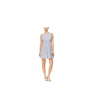 Maison Jules Womens Gingham Fit & Flare Cocktail Dress