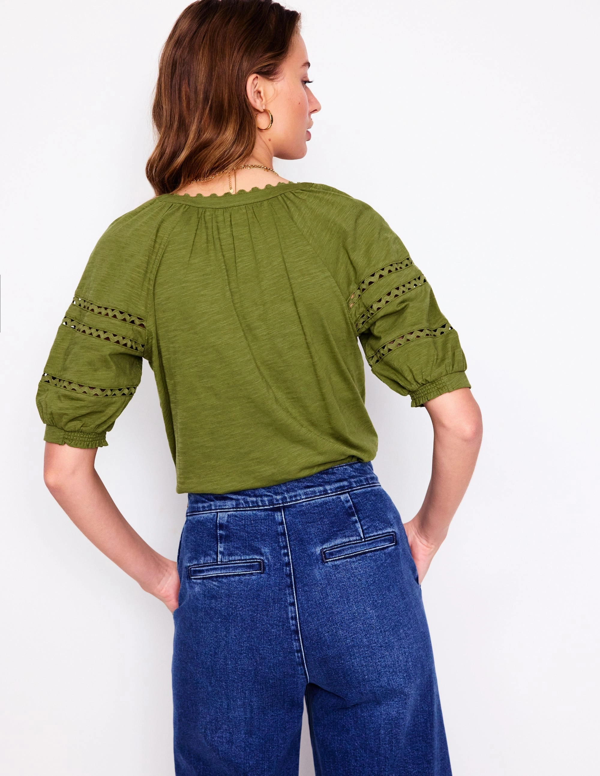 Maisy Rikrak Trim Top-Mayfly Curved Hem