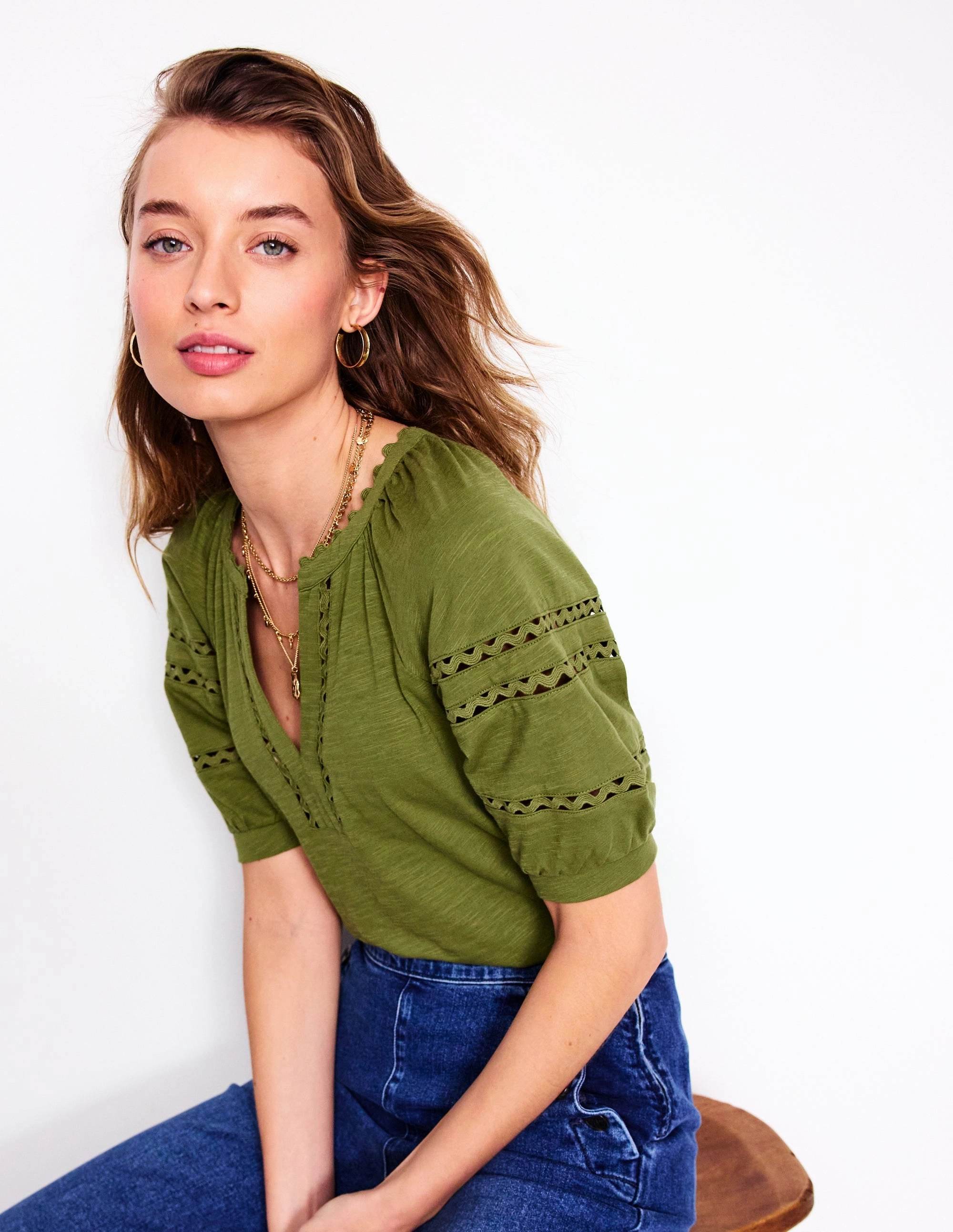 Maisy Rikrak Trim Top-Mayfly Flexible Ribbed Cuffs Casual Button-Down